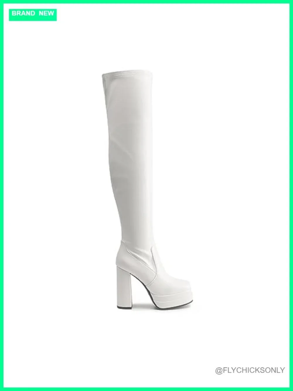 Women's Platform Chunky Knee High Gogo Boots Faux Leather Over the Knee